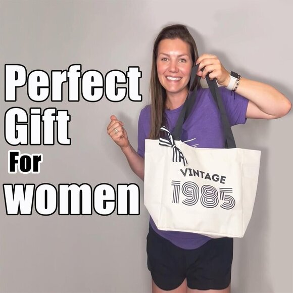 Vintage Tote Bag for Women 60th Birthday Gift Personalization Stylish Durable - Picture 6 of 6